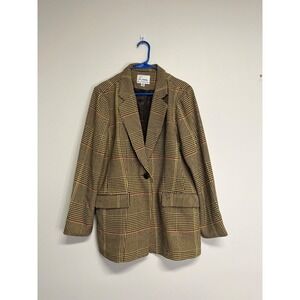 Linea‎ by Louis Dell' Olio Women's Yellow Checked Blazer Size 16